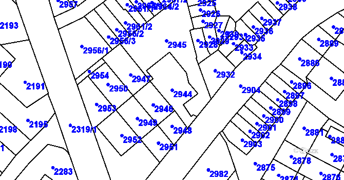 Parcela st. 2944 v KÚ Most II, Katastrální mapa