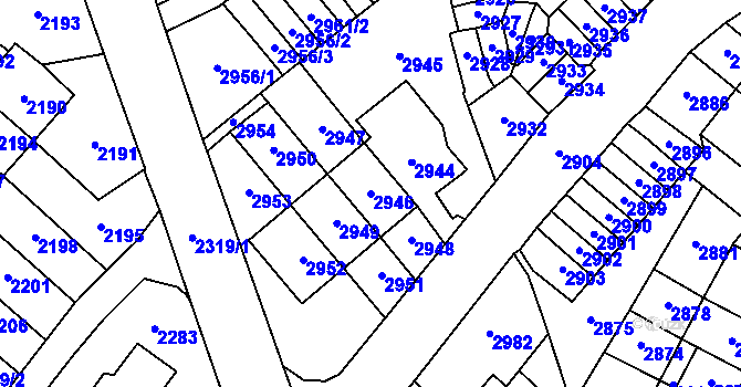 Parcela st. 2946 v KÚ Most II, Katastrální mapa