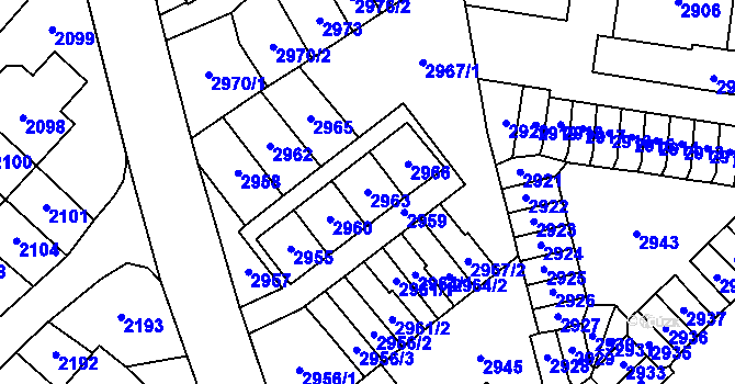 Parcela st. 2963 v KÚ Most II, Katastrální mapa