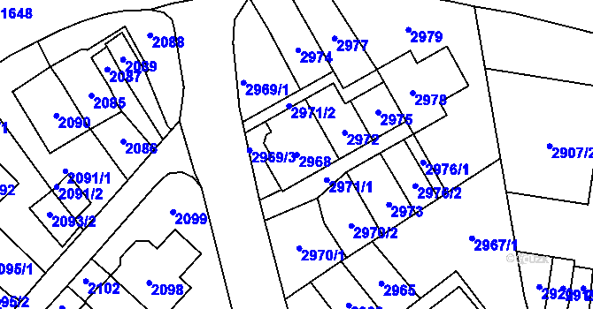 Parcela st. 2968 v KÚ Most II, Katastrální mapa