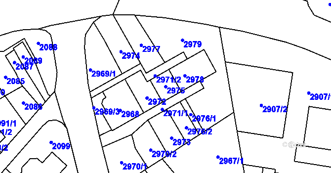 Parcela st. 2975 v KÚ Most II, Katastrální mapa