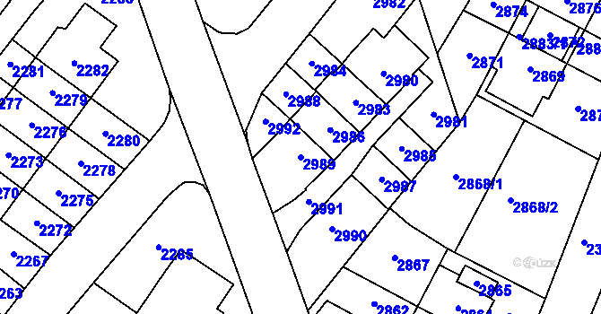 Parcela st. 2989 v KÚ Most II, Katastrální mapa