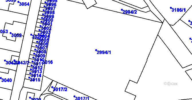 Parcela st. 2994/1 v KÚ Most II, Katastrální mapa