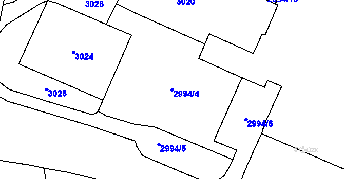 Parcela st. 2994/4 v KÚ Most II, Katastrální mapa