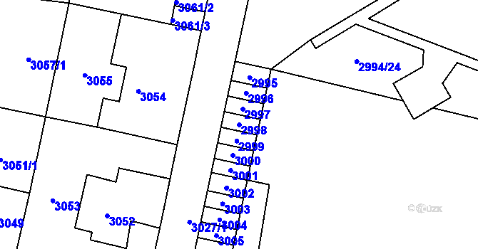Parcela st. 2998 v KÚ Most II, Katastrální mapa