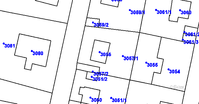 Parcela st. 3056 v KÚ Most II, Katastrální mapa