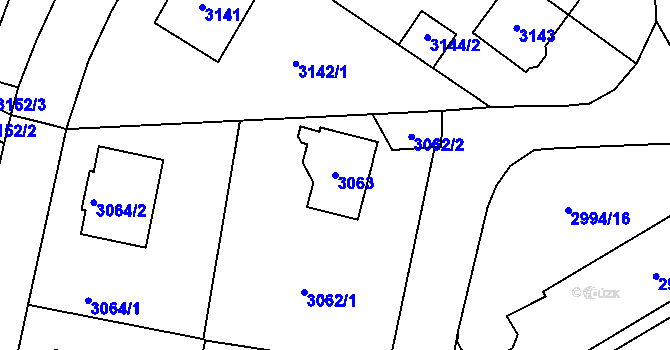 Parcela st. 3063 v KÚ Most II, Katastrální mapa