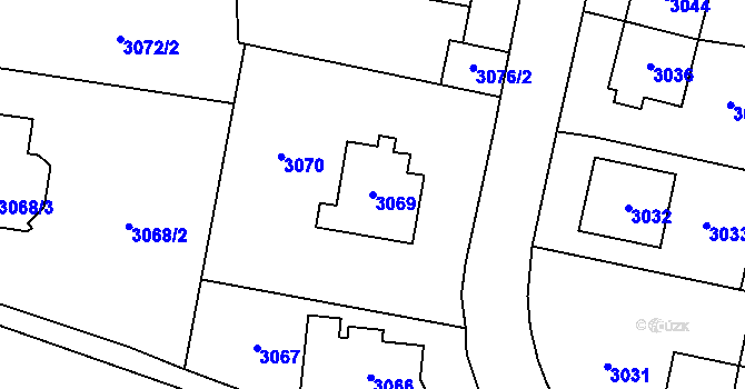 Parcela st. 3069 v KÚ Most II, Katastrální mapa