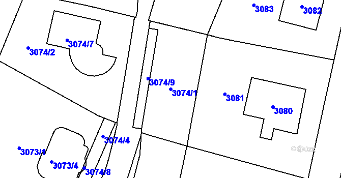 Parcela st. 3074/1 v KÚ Most II, Katastrální mapa