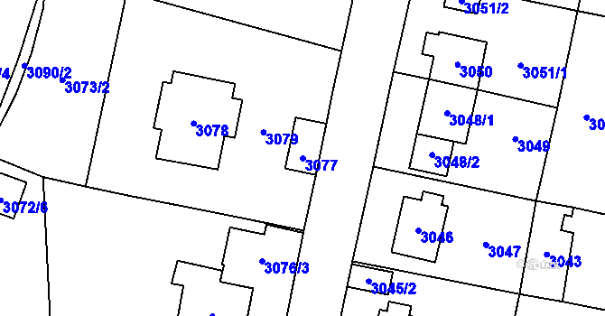 Parcela st. 3077 v KÚ Most II, Katastrální mapa