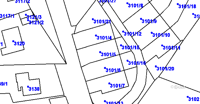 Parcela st. 3101/5 v KÚ Most II, Katastrální mapa
