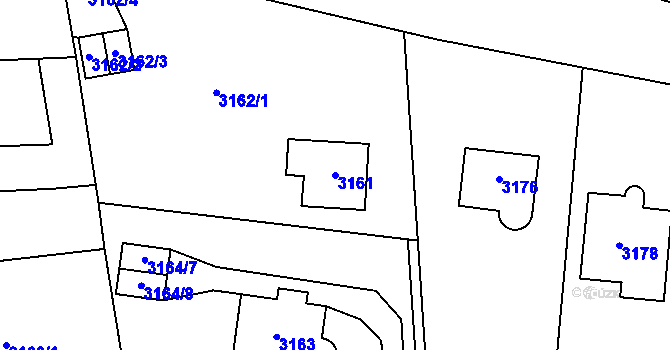 Parcela st. 3161 v KÚ Most II, Katastrální mapa