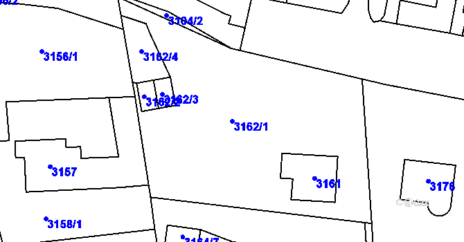 Parcela st. 3162/1 v KÚ Most II, Katastrální mapa