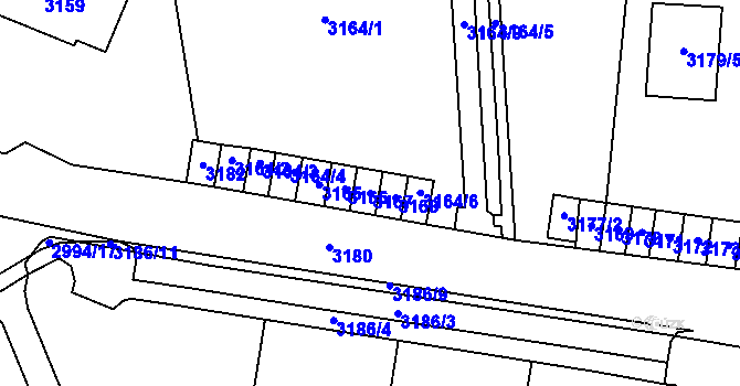 Parcela st. 3167 v KÚ Most II, Katastrální mapa