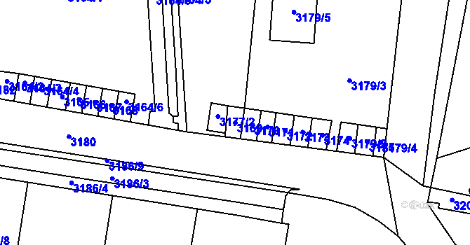 Parcela st. 3169 v KÚ Most II, Katastrální mapa