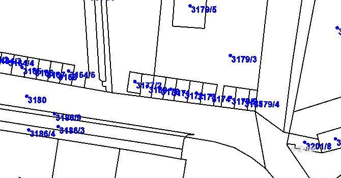Parcela st. 3171 v KÚ Most II, Katastrální mapa