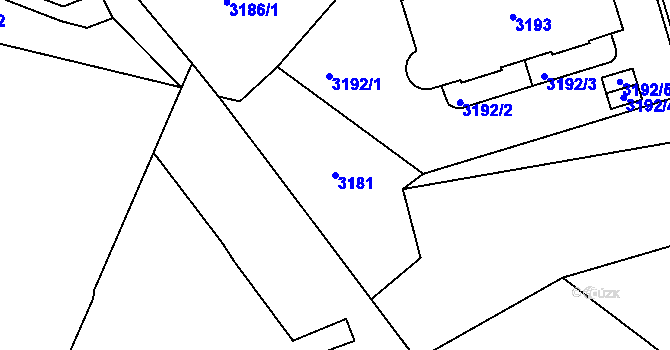 Parcela st. 3181 v KÚ Most II, Katastrální mapa