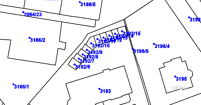 Parcela st. 3192 v KÚ Most II, Katastrální mapa