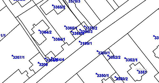 Parcela st. 3199/1 v KÚ Most II, Katastrální mapa