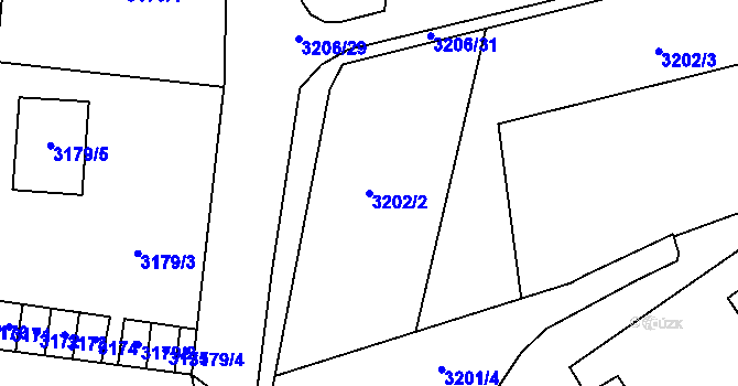 Parcela st. 3202/2 v KÚ Most II, Katastrální mapa