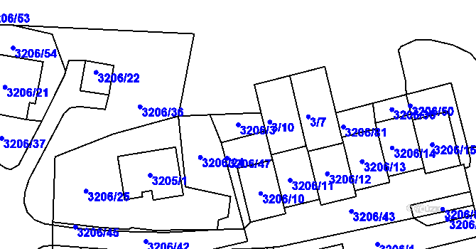 Parcela st. 3206/3 v KÚ Most II, Katastrální mapa