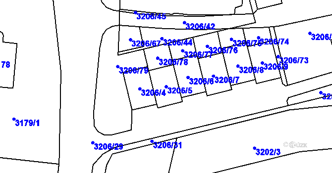 Parcela st. 3206/5 v KÚ Most II, Katastrální mapa