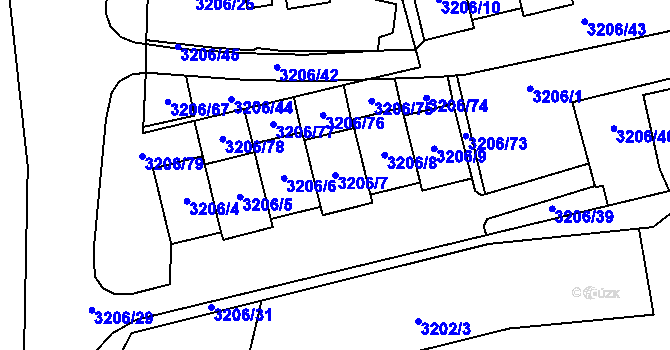 Parcela st. 3206/7 v KÚ Most II, Katastrální mapa