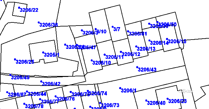 Parcela st. 3206/11 v KÚ Most II, Katastrální mapa