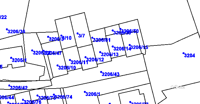 Parcela st. 3206/13 v KÚ Most II, Katastrální mapa
