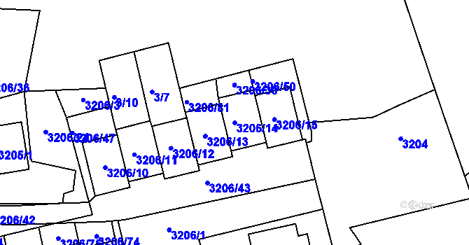 Parcela st. 3206/14 v KÚ Most II, Katastrální mapa
