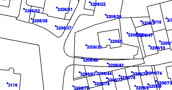 Parcela st. 3206/25 v KÚ Most II, Katastrální mapa