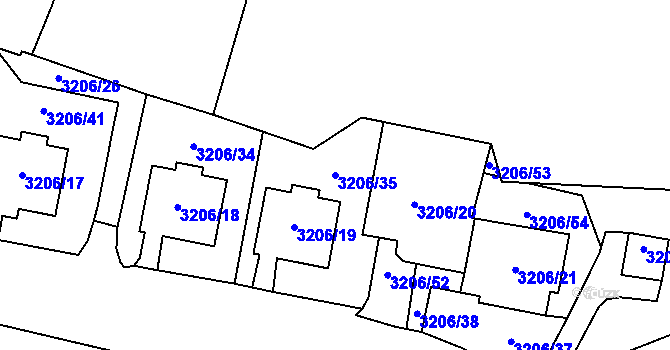 Parcela st. 3206/35 v KÚ Most II, Katastrální mapa