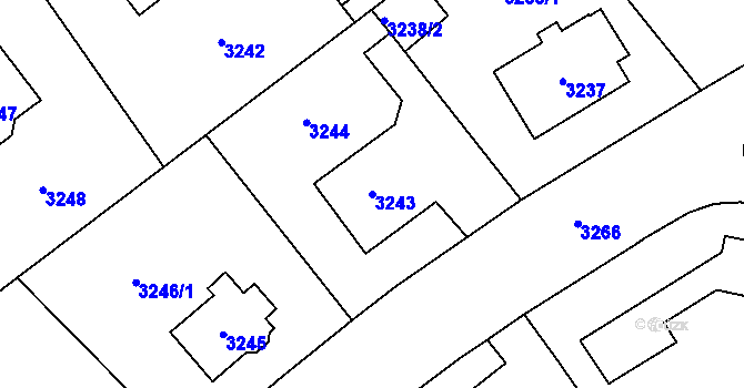 Parcela st. 3243 v KÚ Most II, Katastrální mapa