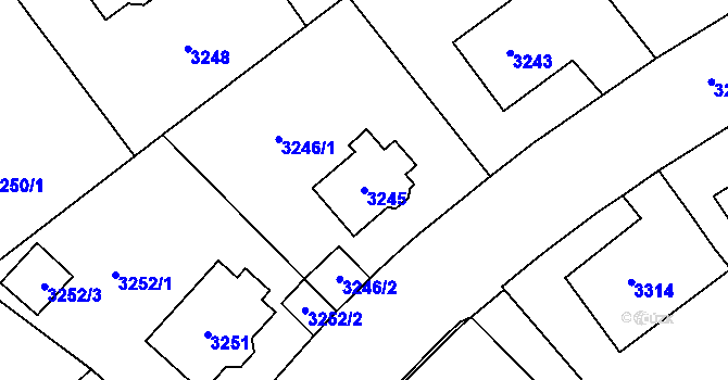 Parcela st. 3245 v KÚ Most II, Katastrální mapa