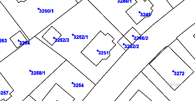 Parcela st. 3251 v KÚ Most II, Katastrální mapa