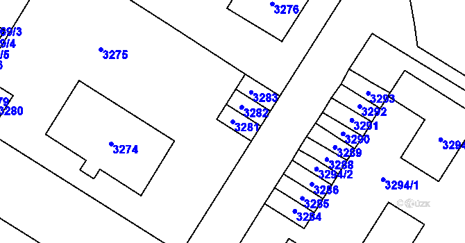 Parcela st. 3281 v KÚ Most II, Katastrální mapa