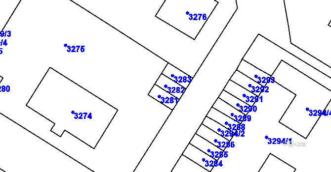 Parcela st. 3282 v KÚ Most II, Katastrální mapa