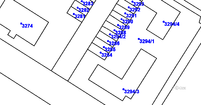 Parcela st. 3284 v KÚ Most II, Katastrální mapa