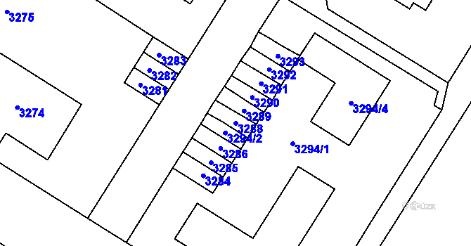 Parcela st. 3288 v KÚ Most II, Katastrální mapa