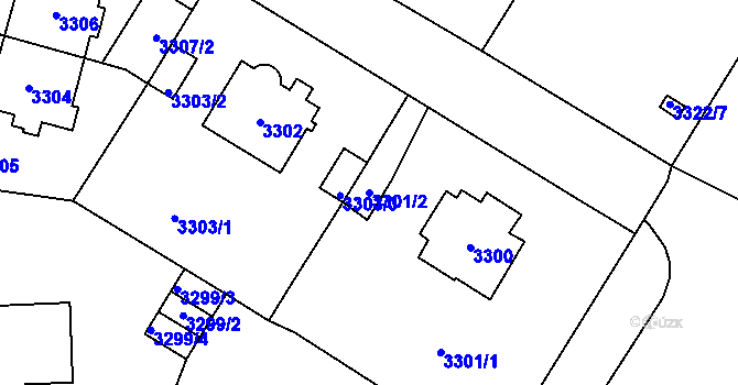 Parcela st. 3301/2 v KÚ Most II, Katastrální mapa