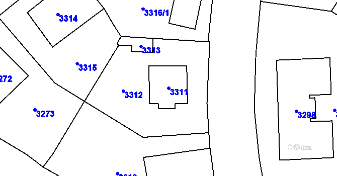 Parcela st. 3311 v KÚ Most II, Katastrální mapa