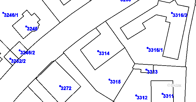 Parcela st. 3314 v KÚ Most II, Katastrální mapa
