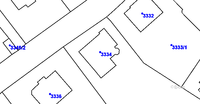 Parcela st. 3334 v KÚ Most II, Katastrální mapa