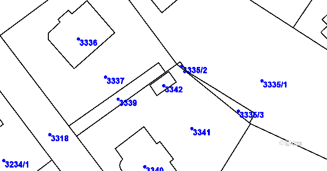 Parcela st. 3342 v KÚ Most II, Katastrální mapa