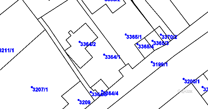 Parcela st. 3364/1 v KÚ Most II, Katastrální mapa