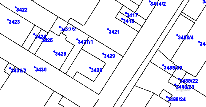 Parcela st. 3429 v KÚ Most II, Katastrální mapa