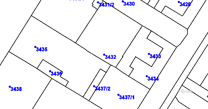 Parcela st. 3432 v KÚ Most II, Katastrální mapa
