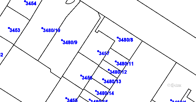 Parcela st. 3457 v KÚ Most II, Katastrální mapa