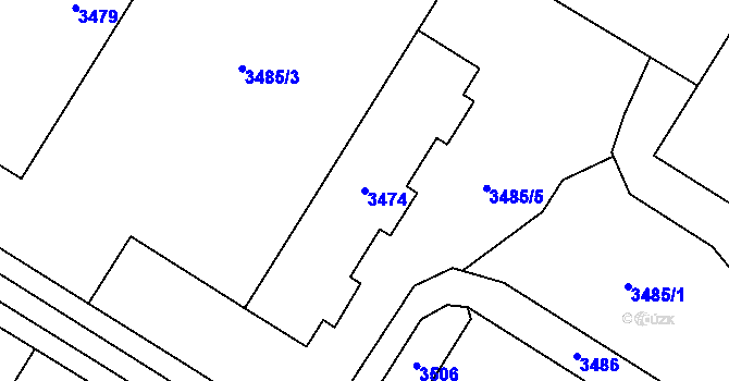 Parcela st. 3474 v KÚ Most II, Katastrální mapa