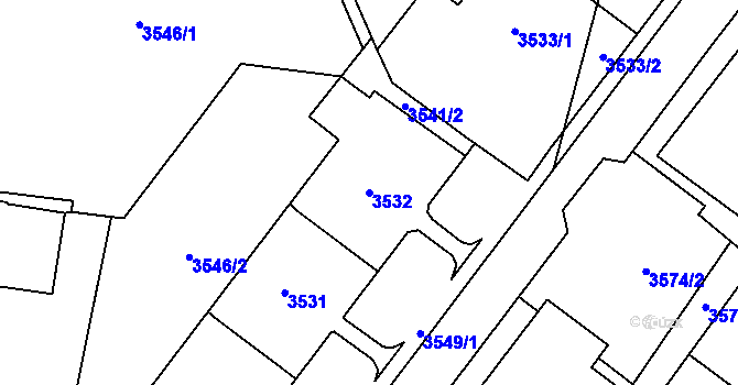 Parcela st. 3532 v KÚ Most II, Katastrální mapa